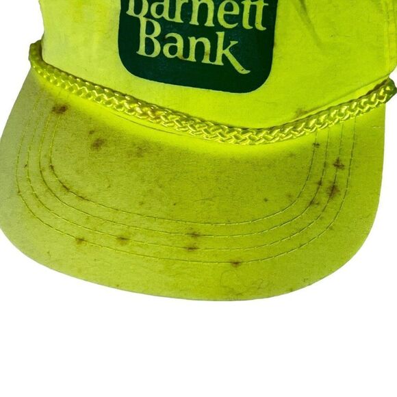 Vintage Neon Yellow Green Barnett Bank Baseball Adjustable Cap Needs Restored - Picture 2 of 5